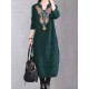 Vintage Women Embroidery V-Neck Dress