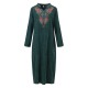 Vintage Women Embroidery V-Neck Dress