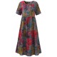 Vintage Women Floral Printed Short Sleeve O-Neck A-Line Dress Vintage Women Floral Printed Short Sleeve O-Neck A-Line Dress