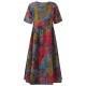 Vintage Women Floral Printed Short Sleeve O-Neck A-Line Dress Vintage Women Floral Printed Short Sleeve O-Neck A-Line Dress