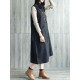 Vintage Women Irregular Pocket Sleeveless Dress