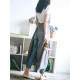 Vintage Women Japanese Cotton Linen Solid Color Pleated Long Aprons Dress Vintage Women Japanese Cotton Linen Solid Color Pleated Long Aprons Dress
