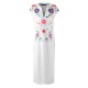 Women Bohemian Floral Print V-neck Short Sleeve Split Hem Dress