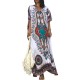 Women Bohemian Printed Batwing Sleeve Loose Dress