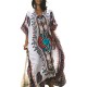 Women Bohemian Printed Batwing Sleeve Loose Dress