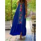 Women Bohemian Printed Straps Ruffles Hem Holiday Maxi Dress