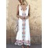 Women Bohemian Printed V-neck Sleeveless Tassels Dress