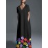 Women Bohemian V-neck Short Sleeve Floral Maxi Dress