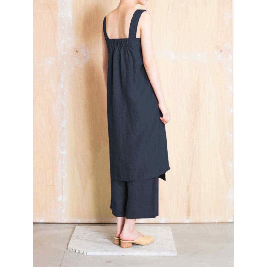 Women Brief  Front Cross Fastening Cotton Dress