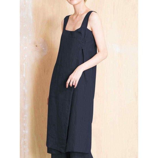 Women Brief  Front Cross Fastening Cotton Dress