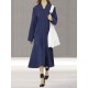 Women Button Turn-down Collar Long Sleeve Casual Dress