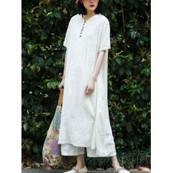 Women Casual A-line Short Sleeves Maxi Dress