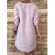 Women Casual Adjustable Sleeve V-neck Loose Dress