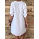 Women Casual Adjustable Sleeve V-neck Loose Dress