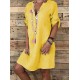 Women Casual Adjustable Sleeve V-neck Loose Dress