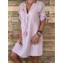 Women Casual Adjustable Sleeve V-neck Loose Dress