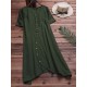 Women Casual Asymmetrical Short Sleeves Cotton Dress