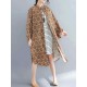 Women Casual Corduroy Crew Neck Puff Sleeve Printed Shirt Dress