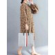 Women Casual Corduroy Crew Neck Puff Sleeve Printed Shirt Dress