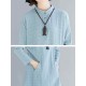 Women Casual Crew Neck Long Sleeve Pockets Plaid Dress