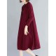 Women Casual Crew Neck Long Sleeve Pockets Plaid Dress