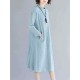 Women Casual Crew Neck Long Sleeve Pockets Plaid Dress