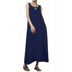 Women Casual Double Layer  Dresses Sleeveless Solid Color Vest Dress