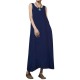 Women Casual Double Layer  Dresses Sleeveless Solid Color Vest Dress