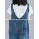 Women Casual Lace Patchwork Straps Denim Dress with Pockets