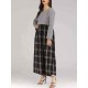 Women Casual Long Sleeve Plaid Patchwork Long Dress