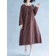 Women Casual Long Sleeve Striped Patchwork Pockets Dress