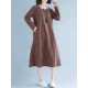 Women Casual Long Sleeve Striped Patchwork Pockets Dress