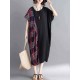 Women Casual Loose Plaid Patchwork Short Sleeves Dress