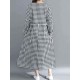 Women Casual Loose Plaid Round Neck Long Sleeve Dress