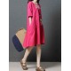 Women Casual O-neck Short Sleeves Cotton Dress