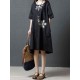 Women Casual O-neck Short Sleeves Cotton Dress