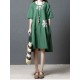 Women Casual O-neck Short Sleeves Cotton Dress