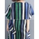 Women Casual O-neck Short Sleeves Striped Loose Dress with Pockets