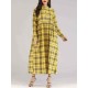 Women Casual Plaid Crew Neck Long Sleeve Dress