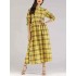 Women Casual Plaid Crew Neck Long Sleeve Dress