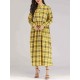 Women Casual Plaid Crew Neck Long Sleeve Dress