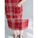 Women Casual Plaid V-neck Short Sleeve Pockets Dress