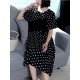 Women Casual Polka Dot Short Sleeves O-neck Dress