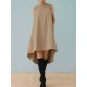 Women Casual Sleeveless Solid Color Irregular Hem Dress