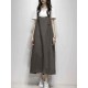 Women Casual Sleeveless Solid Color Pockets Loose Dress