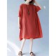 Women Casual Solid Color Batwing Sleeves Loose Dress