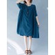 Women Casual Solid Color Batwing Sleeves Loose Dress