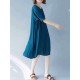 Women Casual Solid Color Batwing Sleeves Loose Dress