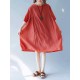 Women Casual Solid Color Batwing Sleeves Loose Dress