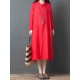 Women Casual Solid Color Long Sleeve Pockets Shirt Dress